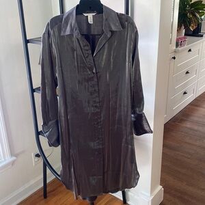 Women’s H&M metallic silver oversized button down shirt dress